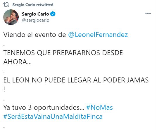 Sergio Carlo ¡El Leon no puede llegar al poder jamas