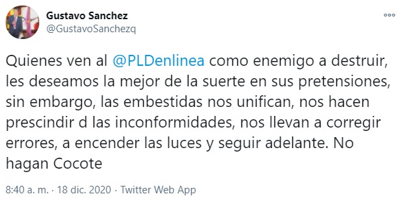Gustavo Sanchez a quienes quieren destruir PLD No hagan cocote