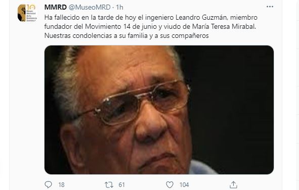 Muere Leandro Guzman fundador del Movimiento 14 de Junio y