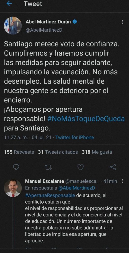 1625427306 679 Alcalde Abel Martinez pide excluir a Santiago del toque de