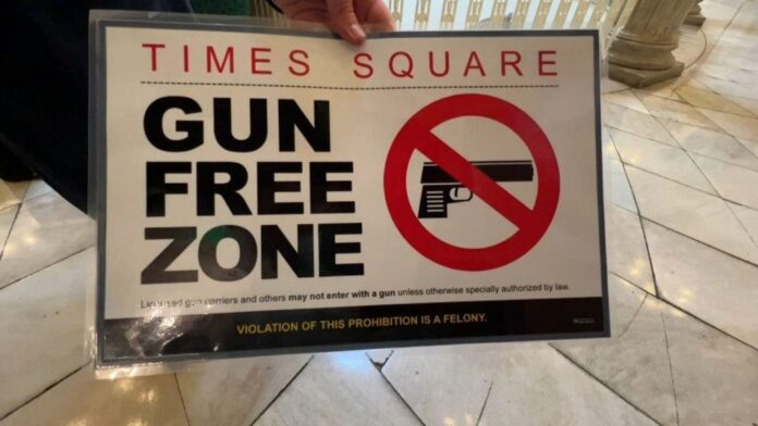 Times Square tendrá desde hoy letreros que dicen es zona libre de armas